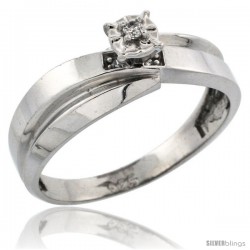 Sterling Silver Diamond Engagement Ring, w/ 0.05 Carat Brilliant Cut Diamonds, 1/4 in. (6mm) wide