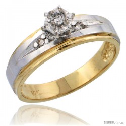 14k Gold Diamond Engagement Ring w/ Rhodium Accent, w/ 0.12 Carat Brilliant Cut Diamonds, 3/16 in. (5mm) wide