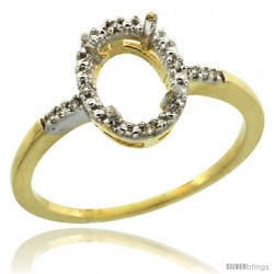 10k Gold Semi-Mount ( 8x6 mm ) Oval Stone Ring w/ 0.033 Carat Brilliant Cut Diamonds, 13/32 in. (10.5mm) wide