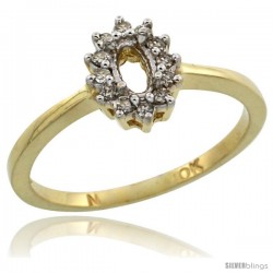 10k Gold Semi-Mount ( 5x3 mm ) Oval Stone Ring w/ 0.097 Carat Brilliant Cut Diamonds, 11/32 in. (8.5mm) wide