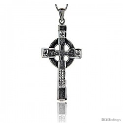 Sterling Silver Celtic Cross Pendant, 2 1/4 in long