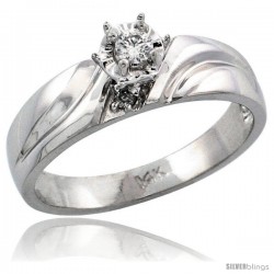 14k White Gold Diamond Engagement Ring w/ 0.11 Carat Brilliant Cut Diamonds, 3/16 in. (5mm) wide