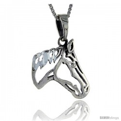 Sterling Silver Cut-out Horse Head Pendant, 1 1/16 in tall