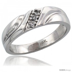 14k White Gold Ladies' Diamond Ring Band w/ 0.06 Carat Brilliant Cut Diamonds, 3/16 in. (5mm) wide