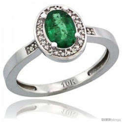 10k White Gold Diamond Emerald Ring 1 ct 7x5 Stone 1/2 in wide