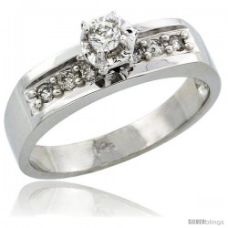 14k White Gold Diamond Engagement Ring w/ 0.20 Carat Brilliant Cut Diamonds, 3/16 in. (5mm) wide