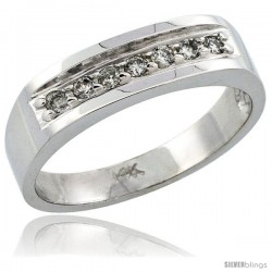 14k White Gold Ladies' Diamond Ring Band w/ 0.15 Carat Brilliant Cut Diamonds, 3/16 in. (5mm) wide