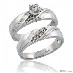 14k White Gold 2-Piece Diamond Engagement Ring Band Set w/ 0.17 Carat Brilliant Cut Diamonds, 3/16 in. (5mm -Style 14w110e2