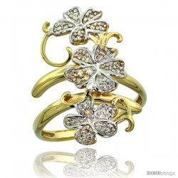 14k Gold Floral Vine Diamond Ring w/ 0.18 Carat Brilliant Cut ( H-I Color SI1 Clarity ) Diamonds, 1 1/8 in. (28mm) wide