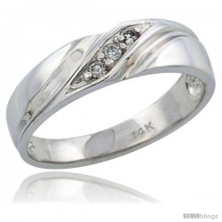 14k White Gold Diamond Engagement Ring w/ 0.11 Carat Brilliant Cut Diamonds, 3/16 in. (5mm) wide -Style 14w110er