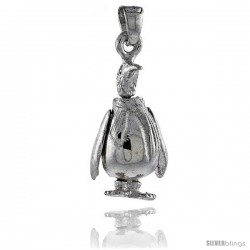 Sterling Silver High Polished Movable Penguin Pendant