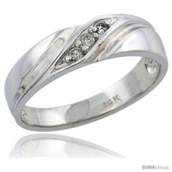 14k White Gold Ladies' Diamond Ring Band w/ 0.06 Carat Brilliant Cut Diamonds, 3/16 in. (5mm) wide -Style 14w110lb