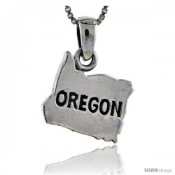 Sterling Silver Oregon State Map Pendant, 3/4 in tall