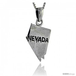 Sterling Silver Nevada State Map Pendant, 3/4 in tall