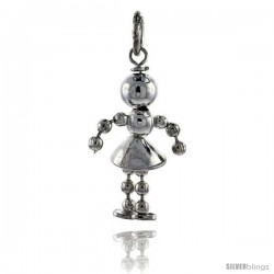 Sterling Silver High Polished Movable Beaded Girl Pendant