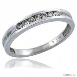 14k White Gold Ladies' Diamond Ring Band w/ 0.15 Carat Brilliant Cut Diamonds, 1/8 in. (3mm) wide