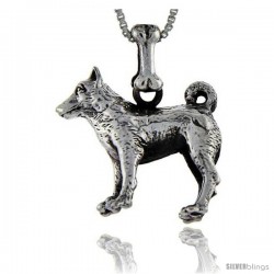 Sterling Silver Norwegian Elkhound Dog Pendant