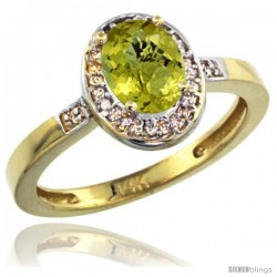 14k Yellow Gold Diamond Lemon Quartz Ring 1 ct 7x5 Stone 1/2 in wide