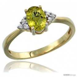 14k Yellow Gold Ladies Natural Lemon Quartz Ring oval 7x5 Stone Diamond Accent