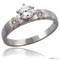 Sterling Silver Solitaire CZ Engagement Ring, 5/32 in. (4 mm) wide