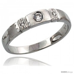 Sterling Silver Ladies' CZ Wedding Ring Band, 5/32 in. (4 mm) wide