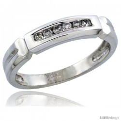 14k White Gold Ladies' Diamond Ring Band w/ 0.10 Carat Brilliant Cut Diamonds, 5/32 in. (4mm) wide