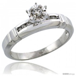 14k White Gold Diamond Engagement Ring w/ 0.16 Carat Brilliant Cut Diamonds, 5/32 in. (4mm) wide