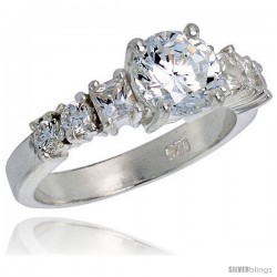 Sterling Silver 1.25 Carat Size Brilliant Cut Cubic Zirconia Bridal Ring