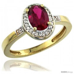 10k Yellow Gold Diamond Ruby Ring 1 ct 7x5 Stone 1/2 in wide