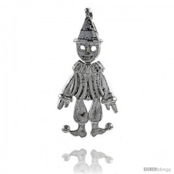 Sterling Silver High Polished Movable Clown Pendant