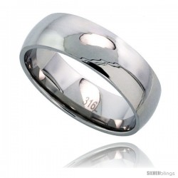 Surgical Steel Domed 8mm Wedding Band Thumb Ring Comfort-Fit High Polish