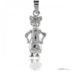 Sterling Silver High Polished Movable Cat Pendant