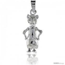 Sterling Silver High Polished Movable Cat Pendant