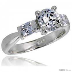 Sterling Silver 1 Carat Size Brilliant Cut Cubic Zirconia Bridal Ring