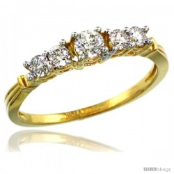 14k Gold 5-Stone Diamond Ring w/ 0.47 Carat Brilliant Cut ( H-I Color SI1 Clarity ) Diamonds, 1/8 in. (3.5mm) wide