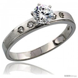 Sterling Silver Solitaire CZ Engagement Ring, 5/32 in. (4 mm) wide -Style Agcz505er