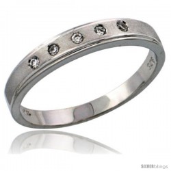 Sterling Silver Ladies' CZ Wedding Ring Band, 5/32 in. (4 mm) wide -Style Agcz505lb