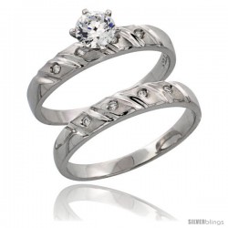 Sterling Silver 2-Piece CZ Engagement Ring Set, 5/32 in. (4 mm) wide -Style Agcz506e2