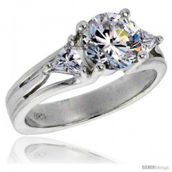 Sterling Silver 1.25 Carat Size Brilliant Cut Cubic Zirconia Bridal Ring -Style Rcz359