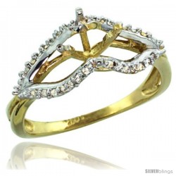 14k Gold Semi Mount (for 6mm 1 Carat Size) Diamond Ring w/ 0.13 Carat Brilliant Cut ( H-I Color SI1 Clarity ) Diamonds, 5/16