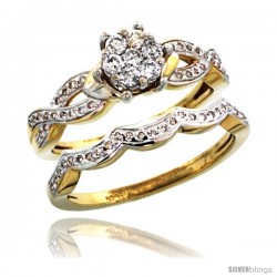 14k Gold 2-Pc. Diamond Engagement Ring Set w/ 0.38 Carat Brilliant Cut ( H-I Color VS2-SI1 Clarity ) Diamonds, 5/16 in. (8mm)