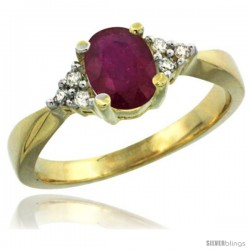 10k Yellow Gold Ladies Natural Ruby Ring oval 7x5 Stone -Style Cy914168