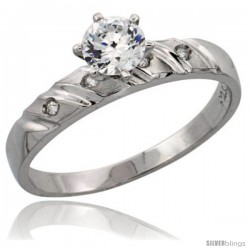 Sterling Silver Engagement Ring CZ Stones 5/32 in. 4 mm