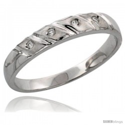 Sterling Silver Ladies' CZ Wedding Ring Band, 5/32 in. (4 mm) wide -Style Agcz506lb