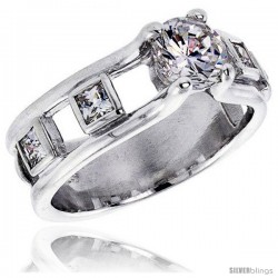 Sterling Silver 1 Carat Size Brilliant Cut Cubic Zirconia Bridal Ring -Style Rcz360