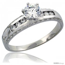 Sterling Silver Engagement Ring CZ Stones 3/16 in. 5 mm