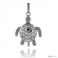 Sterling Silver High Polished Large Movable Turtle Pendant