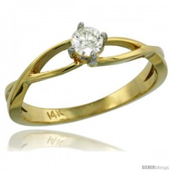 14k Gold Loop Diamond Engagement Ring w/ 0.19 Carat Brilliant Cut ( H-I Color SI1 Clarity ) Diamond, 3/16 in. (4.5mm) wide