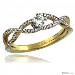 14k Gold Braided Solitaire Diamond Engagement Ring w/ 0.30 Carat Brilliant Cut ( H-I Color VS2-SI1 Clarity ) Diamonds, 3/16