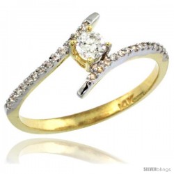 14k Gold Solitaire Diamond Engagement Ring w/ 0.16 Carat (Center) & 0.08 Carat (Sides) Brilliant Cut ( H-I Color SI1 Clarity )